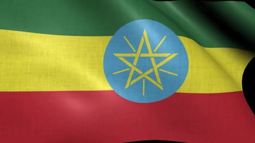 Waving Ethiopian National Flag Seamless Loop Animation