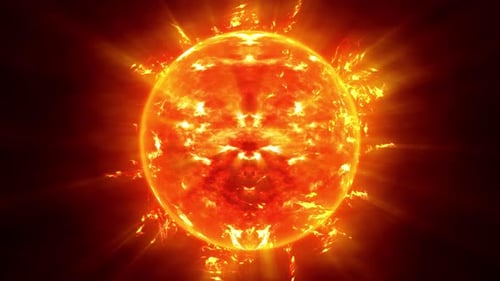 Animated Sun Star Surface with Fiery Eruptions