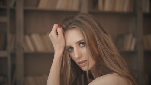 Beauty Portrait of Woman Face. Beautiful Spa Model Girl with Perfect Fresh Clean Skin. Blonde Female