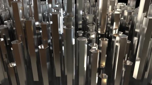 Dynamic Metallic Hexagons Rising and Falling Abstract Background Loop