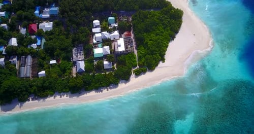 Tropical birds eye abstract shot of a sunshine white sandy paradise beach and blue sea background in