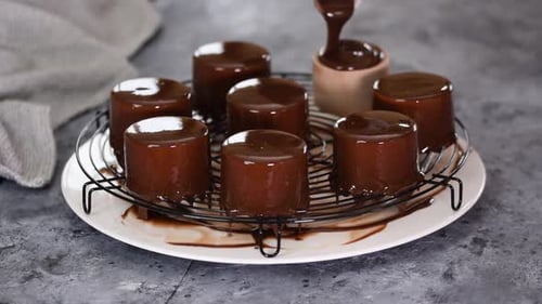 Chocolate Dessert Treats Drizzled With Chocolate Syrup