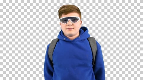 Teenager boy in futuristic shades, Alpha Channel