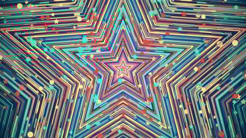 Animated Star Tunnel with Colorful Geometric Particles
