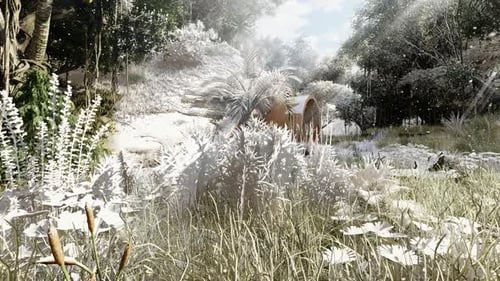 Winter to Spring Seasonal Transition Revealing Woodland Hobbit House