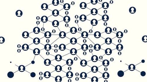 Digital Network Connection with Expanding User Icons Animation