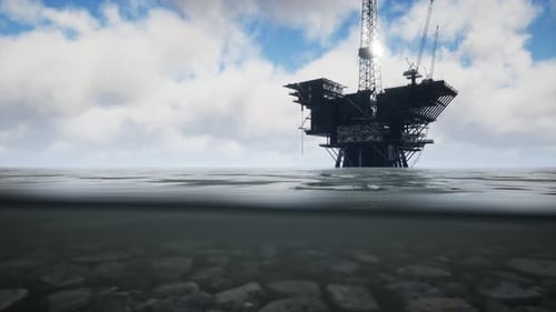 Large Pacific Ocean Offshore Oil Rig Drilling Platform