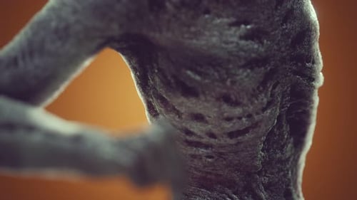 Creepy Zombie Monster Figure Rotating on Dark Background