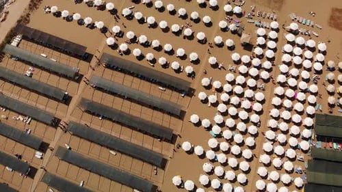 Top view of beach and deck chairs