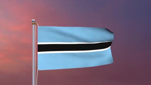 Botswana National Flag Waving Animation