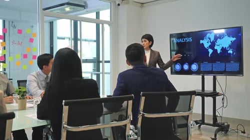 Business Meeting with Presentation in Modern Office