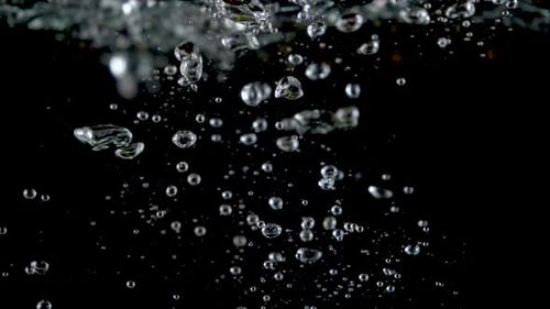 Kiwi Slices Falling into Clear Water