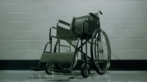 Empty Wheelchair in Hospital Corridor 3D Animation