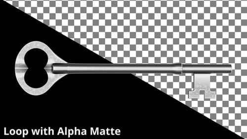 Floating Classic Key on Black with Alpha Matte