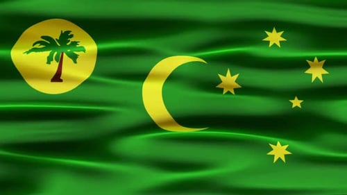 Waving Flag of Cocos (Keeling) Islands Animation Loop
