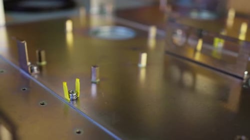 Slider Shot of a Blank Metal Components in Workshop Laboratory