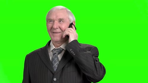 Smiling Senior Man Talking on Phone