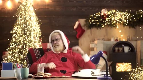 Excited Man Celebrating Christmas in Festive Setting