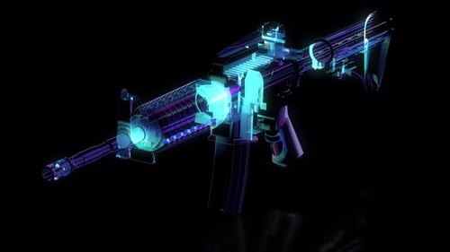 Futuristic Holographic Rifle Digital Scan and Glow Animation