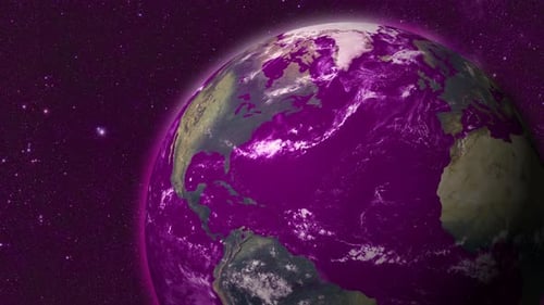 Tierra rosa realista de rotación lenta con estrella