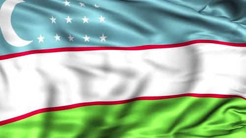 Uzbekistan National Flag Realistic Waving Loop