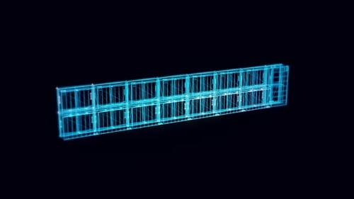 Rotating Futuristic Wireframe Billboard Hologram Animation