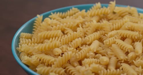 Dry uncooked fusilli close up