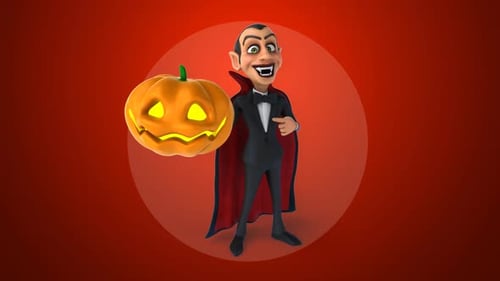 Animated 3D Vampire with Pumpkin for Halloween Events