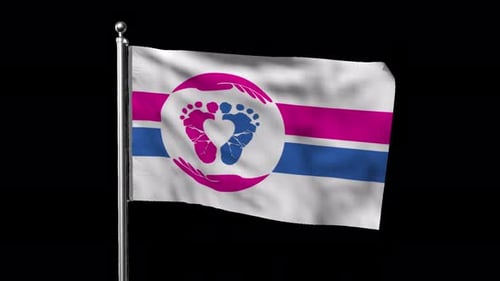 Baby Footprint Hands Heart Flag Waving Animation