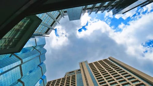 Time lapse Beautiful skyscraper office building in the big city skyline
