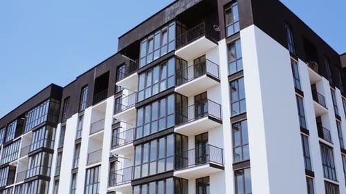 Aerial view of modern urban apartment building