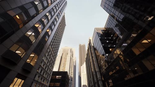Vista inferior de los rascacielos en Chicago