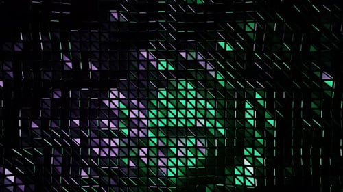 Rotating Black Glaring Surface with Many Glowing Triangles Seamless Loop