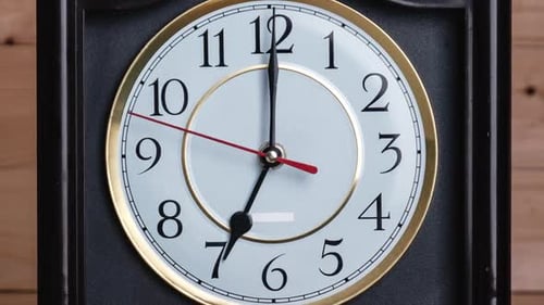 Timelapse of Vintage Clock Arrow Rotate at 7 PM or AM Full Turn of Time Hands