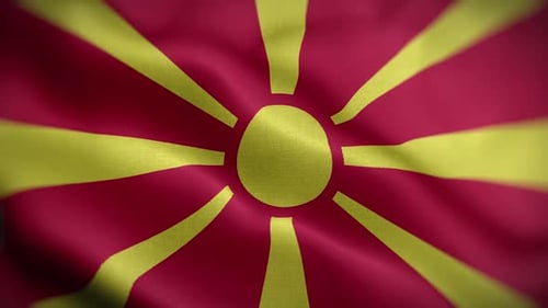 Realistic Waving National Flag of North Macedonia