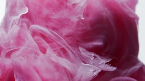 Paint Ink Drops in Water Zeitlupenvideo weißer Hintergrund mit Kopierraum. Inky Cloud wirbelt
