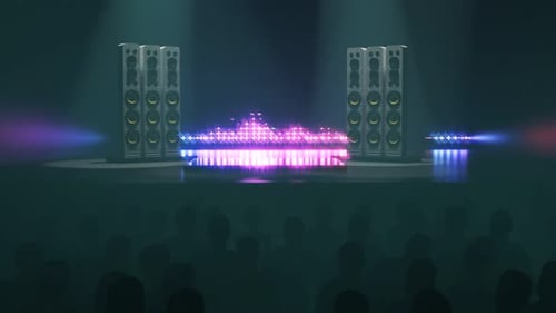 Neon Music Stage Visualizer with Dynamic Equalizer