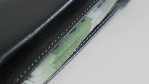 Wallet Full of Euro Notes Close Up