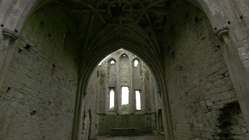 Dollying Shot of Stone Church Ruins