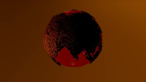 The earth rotates with a sea of blood
