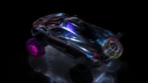 Rotating Futuristic Digital Sports Car Animation