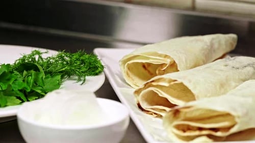 Shawarma Ingredients Prepared in Restaurant Kitchen