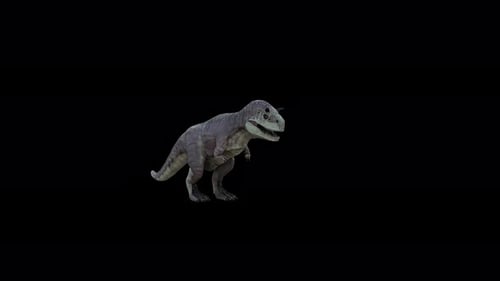 3D Animated Dinosaur Walking on Transparent Background