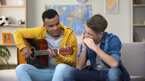 Guitar and Harmonica Music Between Two Young Friends
