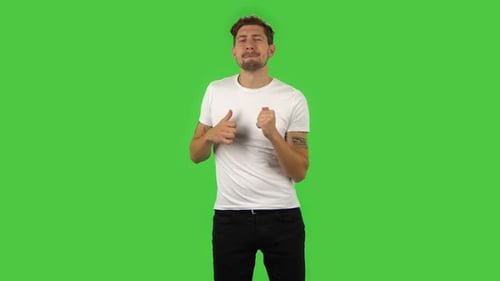 Confident Guy Is Dancing Funny.. Green Screen