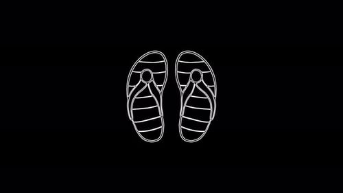Minimalist Line Art Drawing Animation of Summer Flip Flops