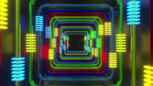 Colorful Abstract Geometric Tunnel Loop Background