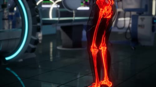 3D Human Skeleton Scan in Futuristic Medical Lab