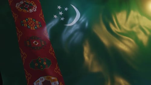 Realistic Turkmenistan Flag Waving Loop Animation