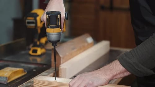Young Carpenter Working in His Workshop